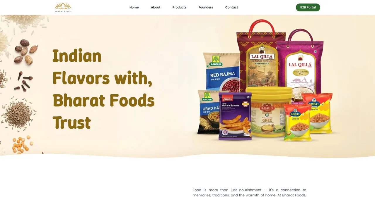 Bharat Foods website — redesigned with SEO foundation